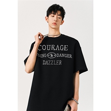 1珍珠字母装饰面料：100%棉M-5XL大码短袖T恤男DX78041特P48控78，男装T恤，星座226-2