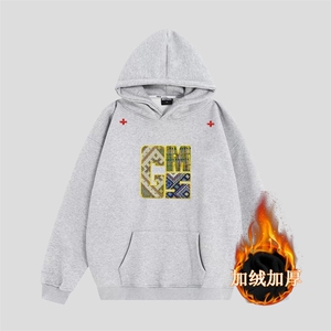 美式复古刺绣连帽卫衣男女春秋季潮牌宽松套头上衣WY7112 P48-52图片