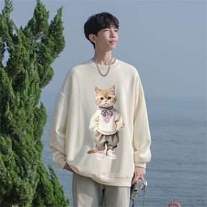 抖音品质秋季新款日系猫咪仿棉圆领卫衣wycm4048-特批28控49图片