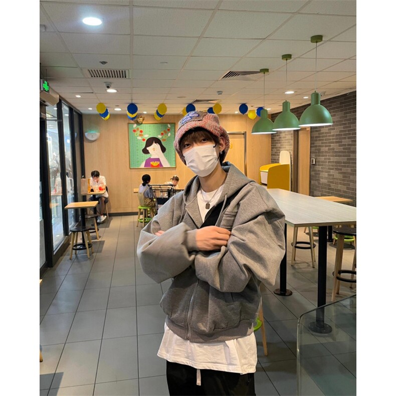【有货】cleanfit花灰色垫肩卫衣男春秋高级感痞帅W13LL-特P48,男装卫衣,星座1007（原301D）