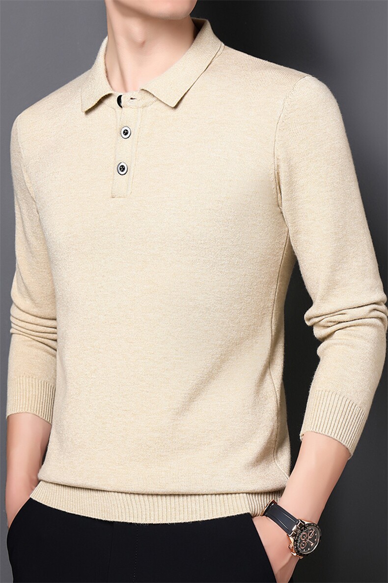 CC-FL001秋季男士新款针织长袖T恤青年修身翻领休闲体恤衫,男装针织衫/毛衣,电商B360A（原721A）