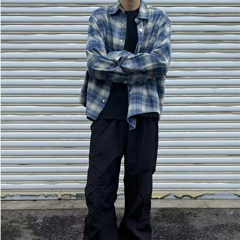 格子帅气男女韩版潮流文艺衬衫长袖2025夏季ins外套CY1120-P36，男装衬衫，星座412-1