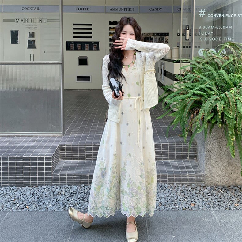 26春新款现-法式度假风针织无袖连衣裙套装2630-P190K308,女装套装/套裙,2B190
