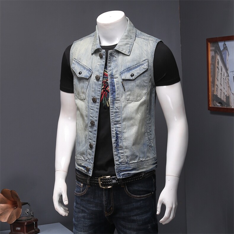 钱塘大厦5027/MJ68031-P135春季新品佛系浅色修身牛仔背心马甲男,男装背心/马甲,钱塘730-1