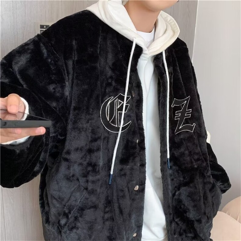 秋季金丝绒夹克男潮牌欧美街头嘻哈棒球服宽松工装J229P63图片