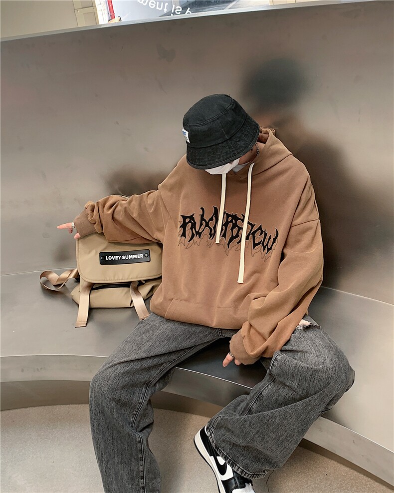 22新款秋复古美式水洗做旧宽松连帽男女中性卫衣301B-JB7886-P68,男装卫衣,星座301B