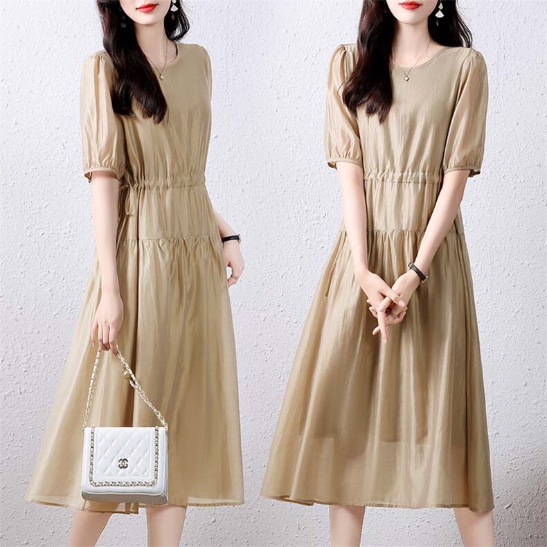 现货2024年夏季新款气质高级感天丝连衣裙，女装连衣裙，盈茜