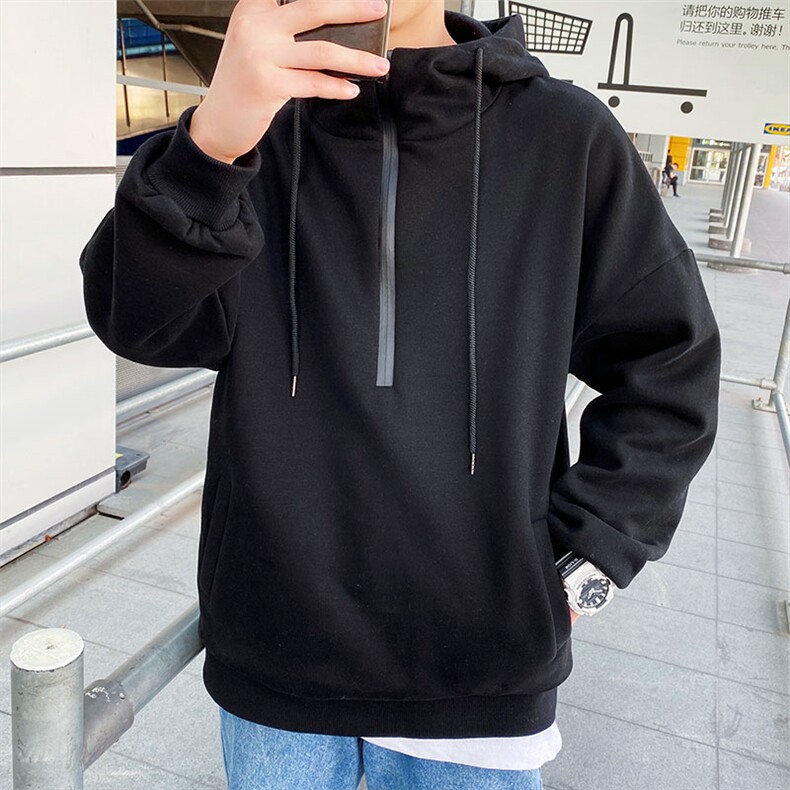 冬季加绒加厚新款港风宽松韩版潮流中性基础男女款卫衣WY1011，男装卫衣，电商A021A
