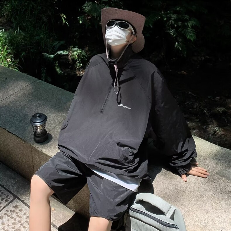 运动套装男夏薄款速干透气防晒衣外套夏装搭配一整套Q8P55,男装休闲套装,星座1116-2