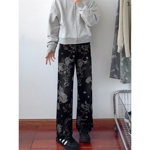 B221 美式ins高街小众印花宽松直筒牛仔裤 LK25430-特P50控88图片