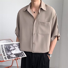 现货衬衫男短袖韩版七分袖衬衣轻熟痞帅夏季冰丝上衣WLC5677-P35，男装T恤，星座1008