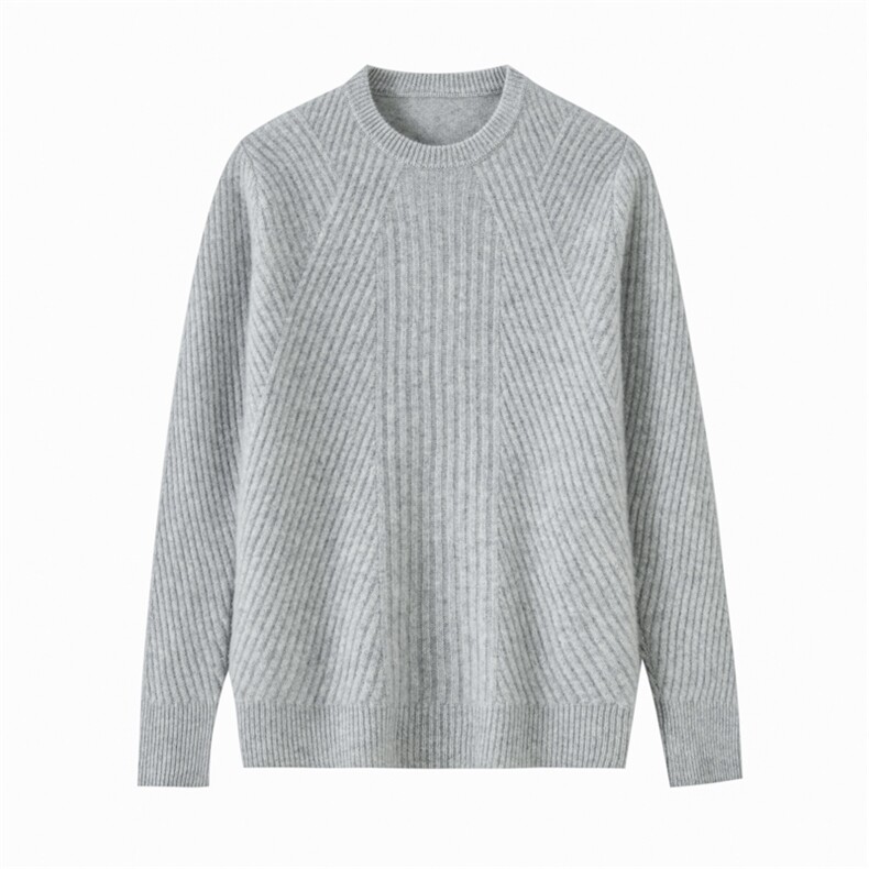 2025年秋季新款百搭男士抽条席边套头衫，男装羊毛衫，嘉日羊绒