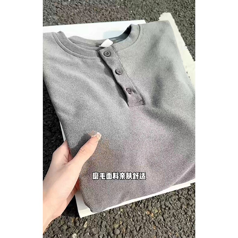德绒打底衫亨利领T恤冬季保暖叠穿宽松男女上衣5Q4086-TP2048,男装T恤,电商A102