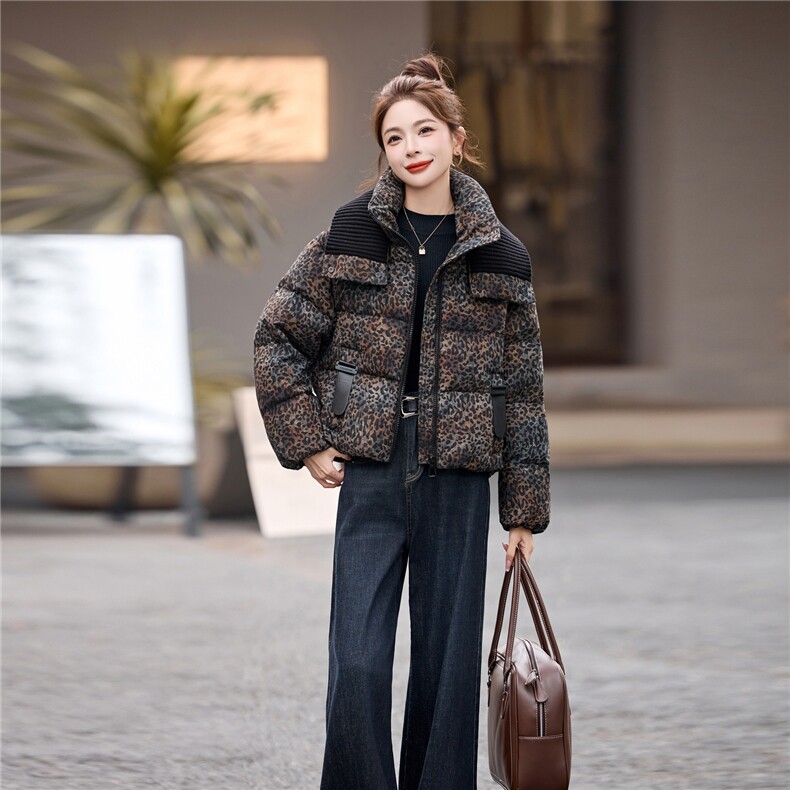 冬季新款女装2025年时尚气质优雅大方豹纹棉服,女装棉衣/棉服,魅影