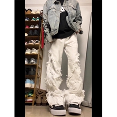 【有货】DK1056-P55美式高街vibe结构设计毛边牛仔裤男高级感长裤，男装牛仔裤，星座603-2
