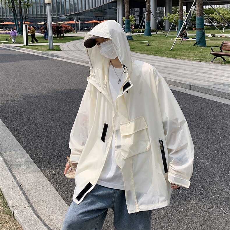 工装防晒服连帽外套男夏季薄款美式户外宽松休闲速干衣F0707-P48,男装夹克,星座308B-2