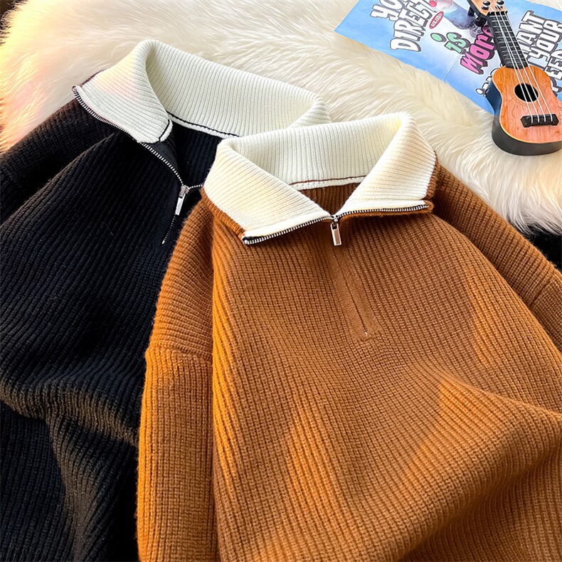 8XL-M立领半拉链毛衣男大码慵懒风宽松日系针织衫外套MY19002P78,男装针织衫/毛衣,电商B312
