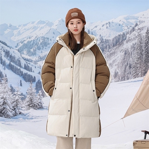 GENIOLAMODE男女羽绒服中长款撞色加厚保暖防寒服潮拼接休闲外套图片