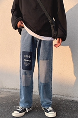 韩版潮流牛仔裤男ins秋季宽松直筒潮流长裤子N/，男装牛仔裤，电商D202