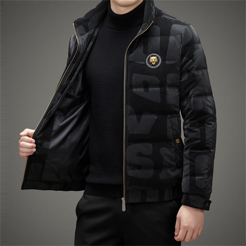 羽绒服男士中年2023冬季新款立领御寒休闲上衣男装厚款保暖外套,男装羽绒服,电商B212（原钱塘6029）
