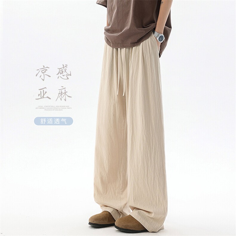 亚麻山本裤Q2583-TP3558夏季2026新款薄款直筒休闲阔腿裤男，男装休闲裤，电商A102