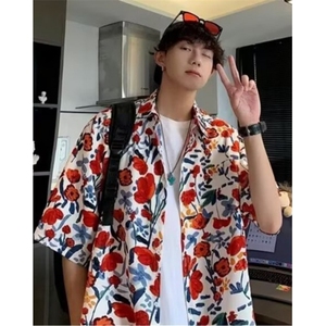 WE1644-P24 短袖花衬衫男士夏季潮牌痞帅胖子宽松休闲图片