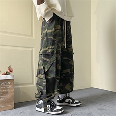 2025年春款复古hiphop嘻哈迷彩工装裤男潮牌休闲束脚裤K23936-P70，男装休闲裤，电商A001-1