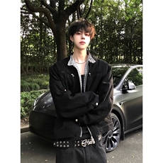 美式复古格纹工装夹克男女春秋百搭宽松立领工装外套潮流，男装夹克，四季星座505