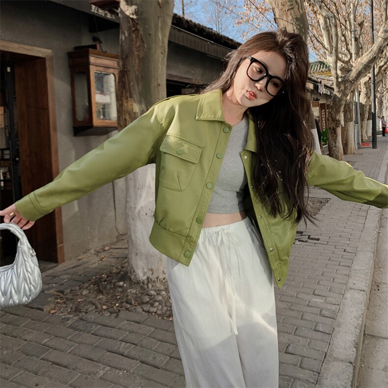 2025年春季机车服现货高品质皮衣外套,女装皮衣,臻衣坊