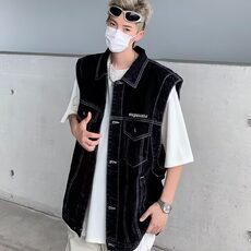 2025夏水洗做旧马甲复古无袖坎肩牛仔背心MJ603，男装背心/马甲，星座1108