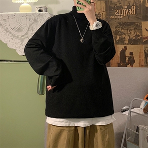男高领打底衫纯色毛衣冬装潮青年双翻领针织衫大码A090MY02P55图片