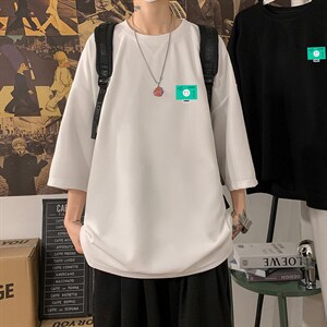 Q11264-P30 春夏季七分袖t恤男大码五分袖男短袖中袖  海报风图片