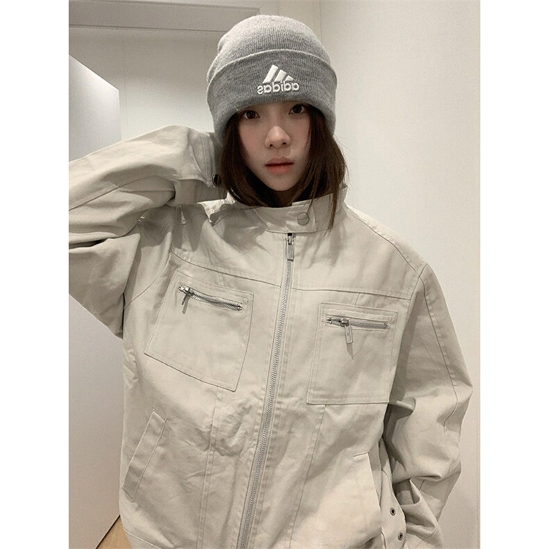 26春装高品质老钱风立领夹克外套男女美式潮牌拉链工装风宽松上衣，男装夹克，电商A486