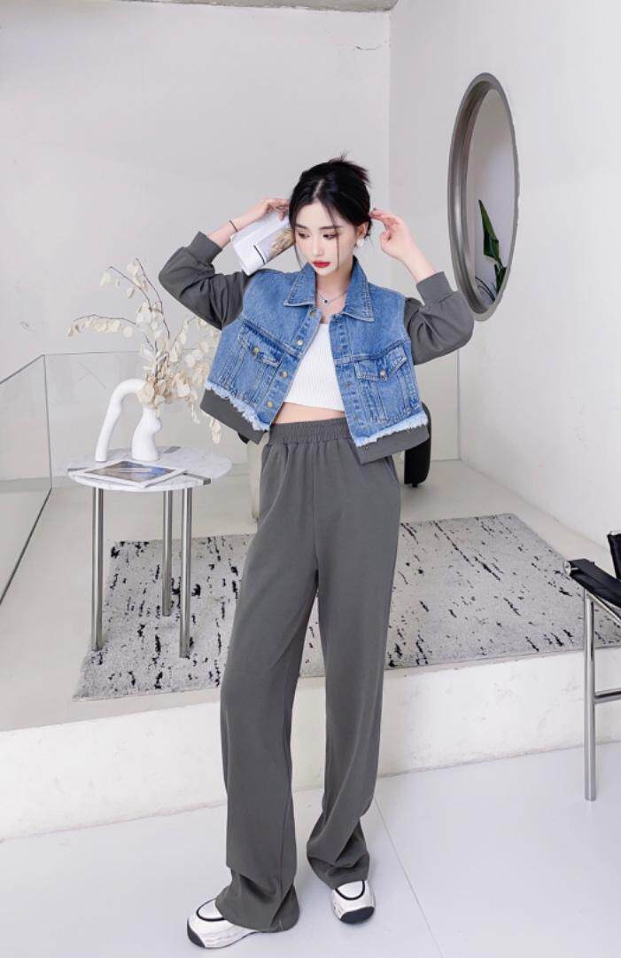 2023年水洗牛仔拼接款套裤，超酷，其它，贻思茗