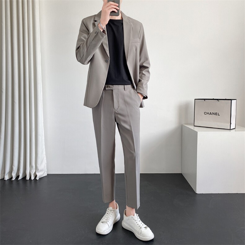TW89-P110 2025秋季男士纯色西服西裤两件套装礼服图片
