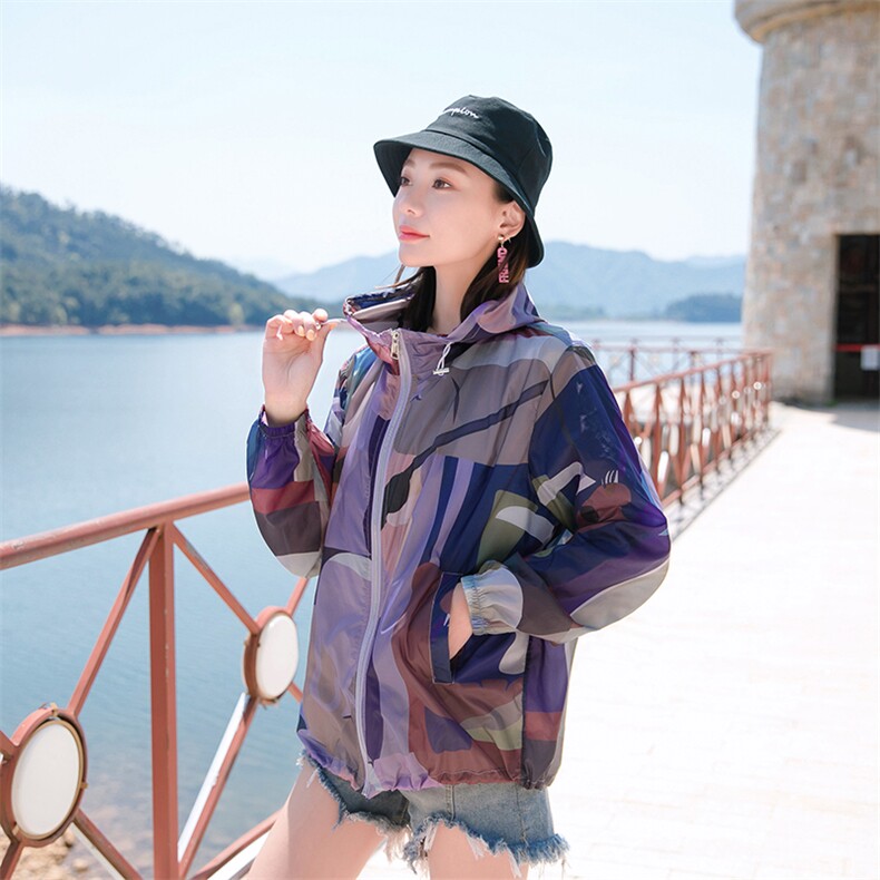 新款防晒衣女夏装中长款宽松韩版风衣防紫外电动车连帽遮阳服外穿,女装防晒衣,可可小西