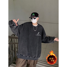 得物抖音高品质二开360克重磅做旧炒雪花纯色圆领水洗卫衣1517，男装卫衣，电商A486