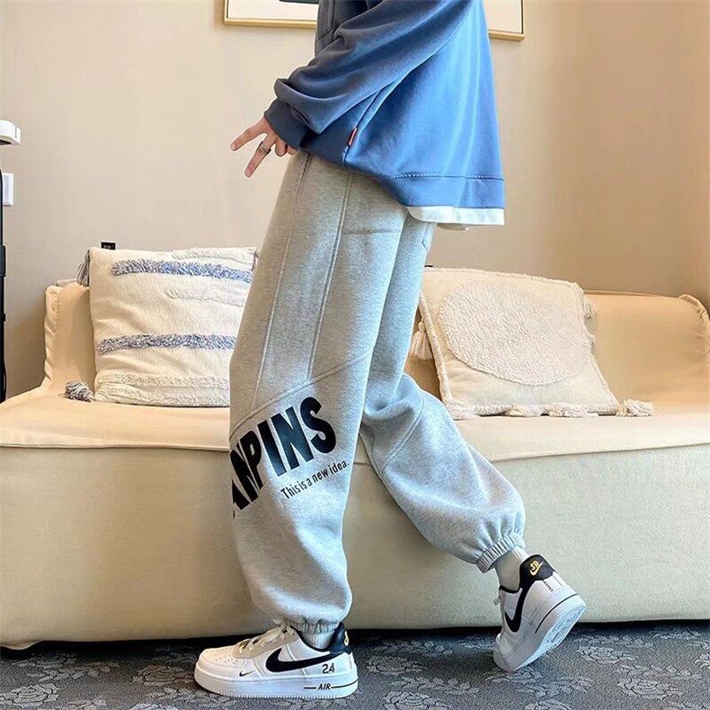 仿棉休闲裤男宽松直筒休闲裤卷边纽扣港风潮男裤A168-MYK65-TP35,男装休闲裤,电商A168