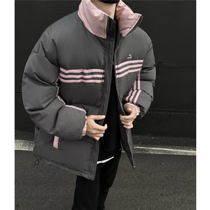 冬装新品 美式条纹织带棉服 刺绣logo棉衣休闲外套男 G1100 P118图片