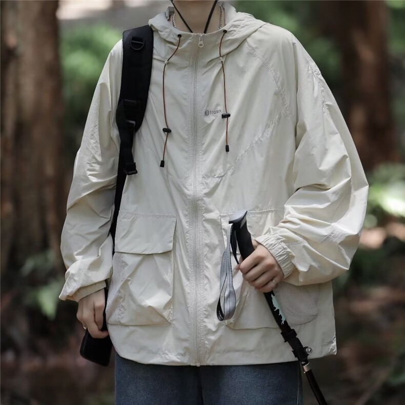 夏季户外透气轻薄连帽防晒服宽松工装遮阳钓鱼防晒衣男FS9258-p45,男装防晒衣,星座1008-1
