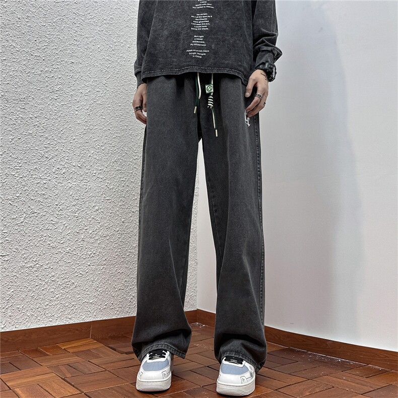 k1036-p48-控68M-5xl港风高阶黄泥黑暗宽松大码牛仔裤,男装牛仔裤,星座116