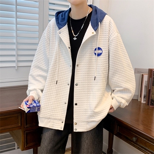 2026春季华夫格连帽卫衣男开衫棒球服外套 A361P65图片
