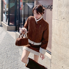 【冬款现货】皮毛一体拼接加厚羽绒套装裙2D148-A359-P260-K385，女装套装/套裙，2D148