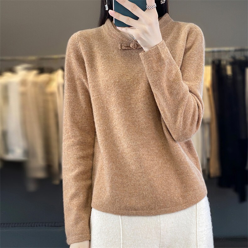 长袖套头圆领通勤纯色2024年秋季羊毛衫,女装羊毛衫,羊秋羊绒
