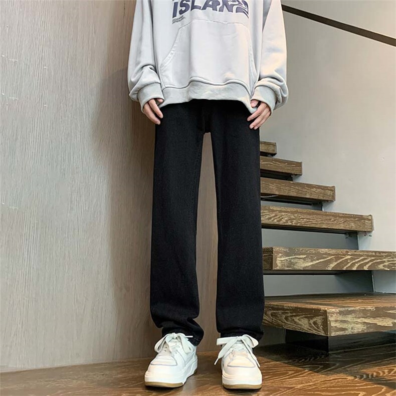 深度库存！牛仔裤美式高街复古直筒阔腿长裤男 A080-9601-P40控68图片