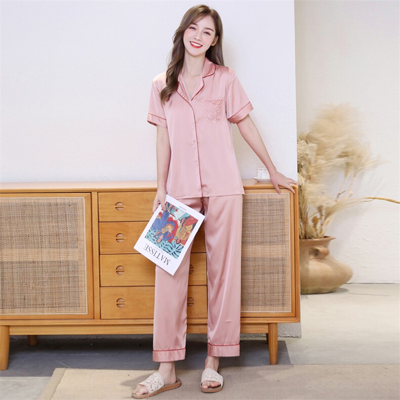 高品质！可参与满减2021夏装家居服睡衣女简约短袖气质百搭,居家内衣睡衣套装,媚琳依坊