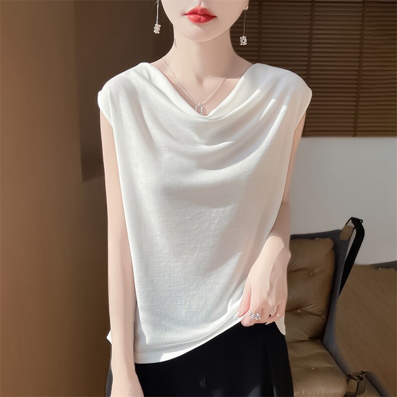 简约时尚无袖女士春季新款宽松遮肚百搭打底背心,针织衫/毛衣,绒宛羊绒