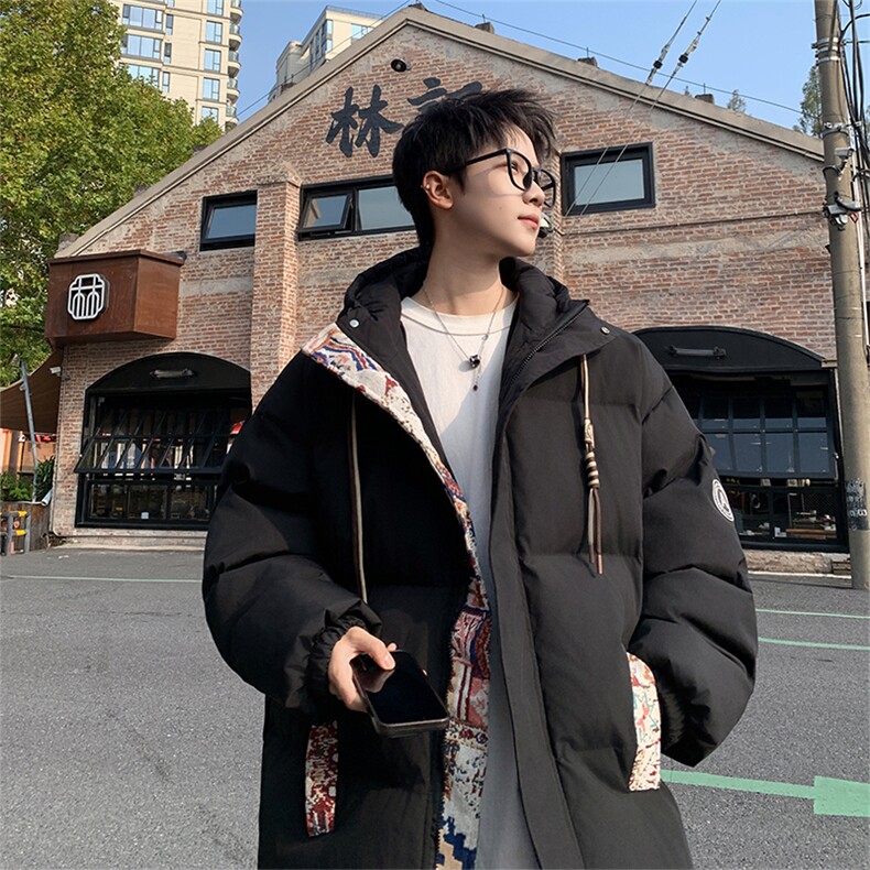 国潮国风开衫连帽棉服男秋冬季潮牌设计感宽松痞帅青少年棉衣外套，男装棉衣，星座102B-1