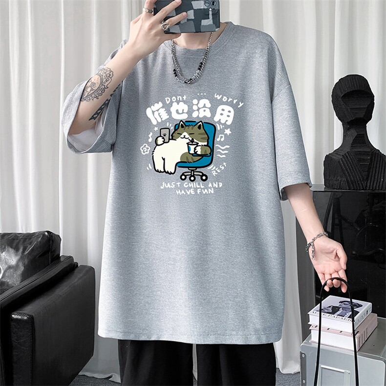 华夫格t恤男短袖男大码五分袖大皂风HT73403-P22,男装T恤,电商A040