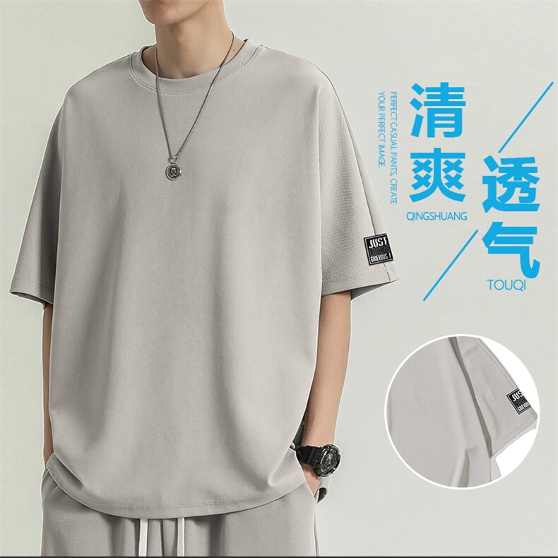 冰丝运动男夏季薄款凉感速干短袖健身休闲夏装TT313-特批-36图片